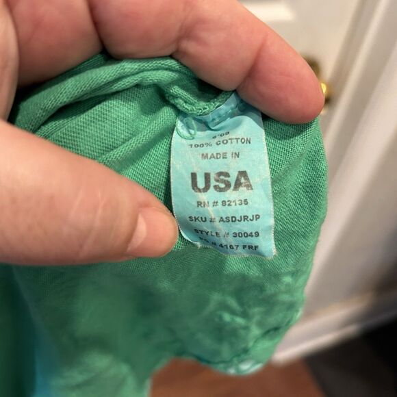 Fresh Produce Sleeveless Dress Womens Medium Green Floral Cotton Made in USA - Picture 7 of 7